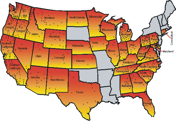 US map of fuel sites